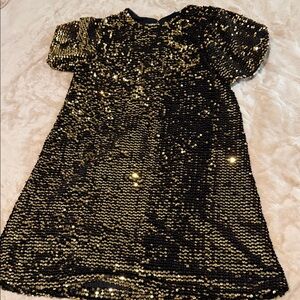 Zara Black and Gold Sequin Top
